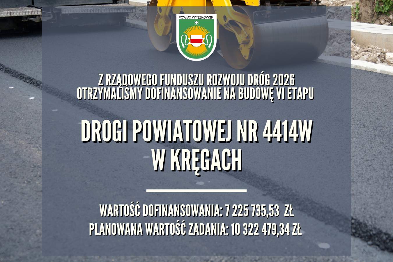Ikona do artykułu: 7,2 mln dofinansowania na budowę drogi powiatowej w Kręgach